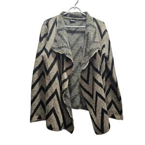 Sioni Y2K Chevron Waterfall Cardigan Southwestern Inspired Open Front Knit L